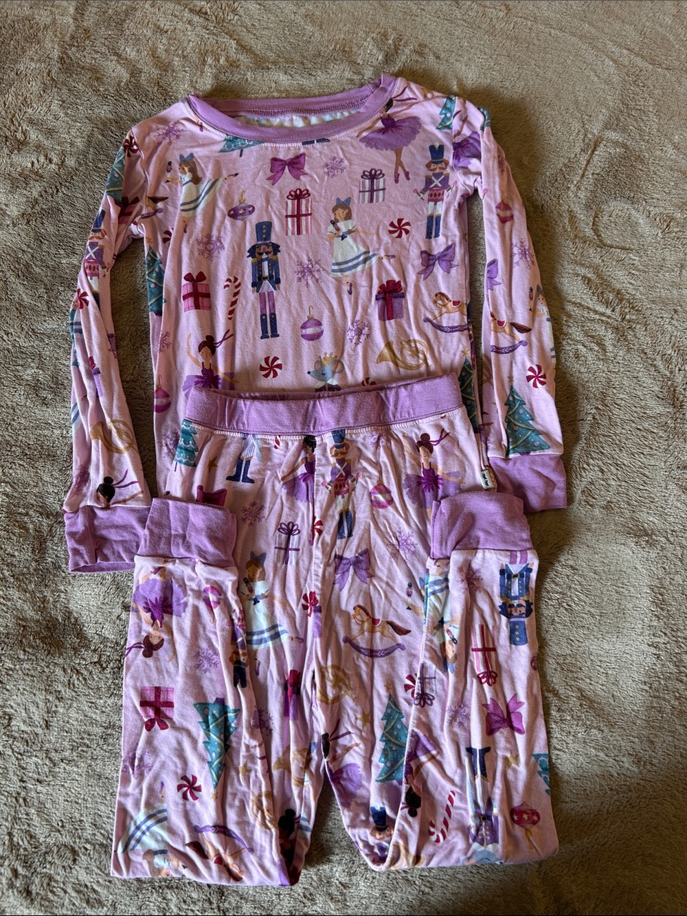 Little Sleepies Girls Pink Nutcracker Print Pajama Set 4T